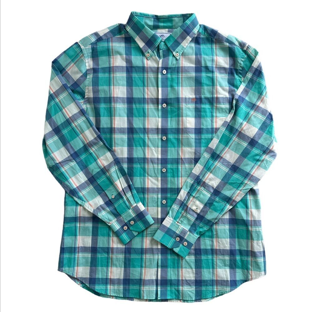 Southern Tide Classic Fit Button Down Shirt Cotton Long Sleeve Plaid Large